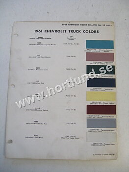 1961 Chevrolet Truck Colors bulletin no 33 Sheet4