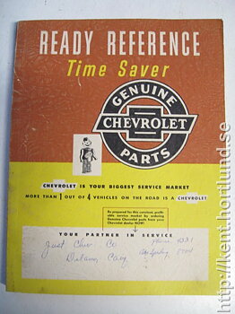 1952 Chevrolet Ready Reference Time Saver Parts Catalog