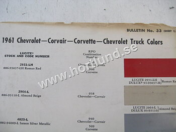 1961 Chevrolet Colors all models