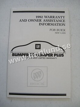 1992 Buick Warranty and owner Assistance Information