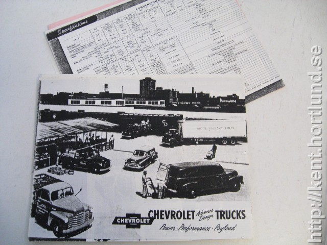 1952 Chevrolet Kopierad Broschyr Med Data för den som söker information