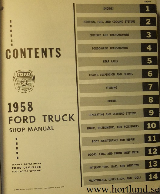 1958 Ford Truck Shop Manual - 2