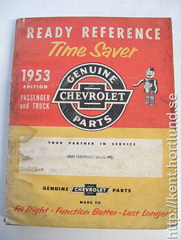 1953 Chevrolet Parts Ready Reference Time Saver Passanger and Truck