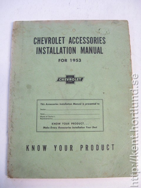 1953 Chevrolet Accessories Installation Manual