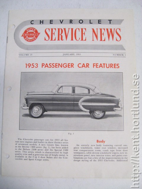 1953 Chevrolet Service News January
