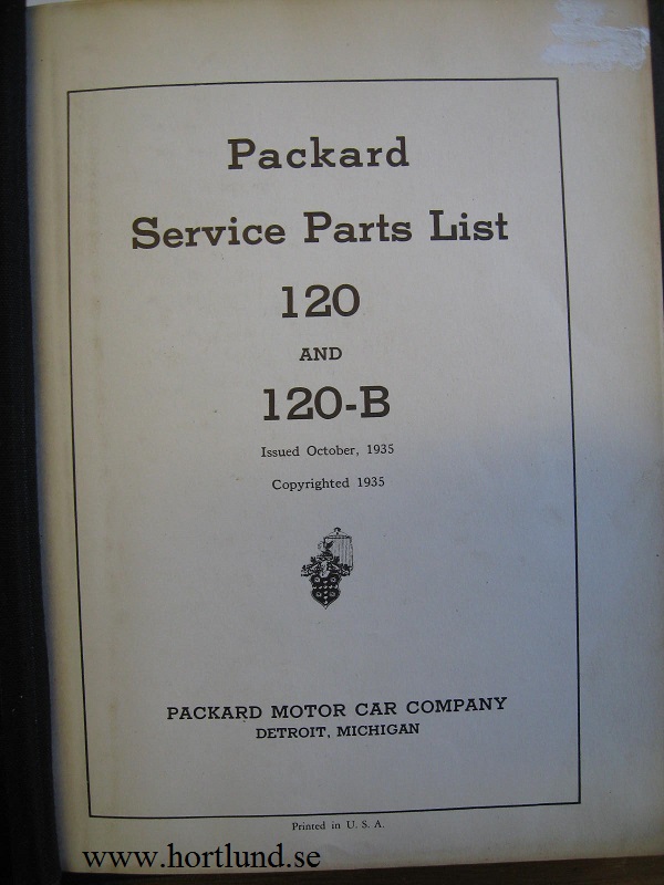 1936 Packard 120 and 120-B Service Parts List - 2