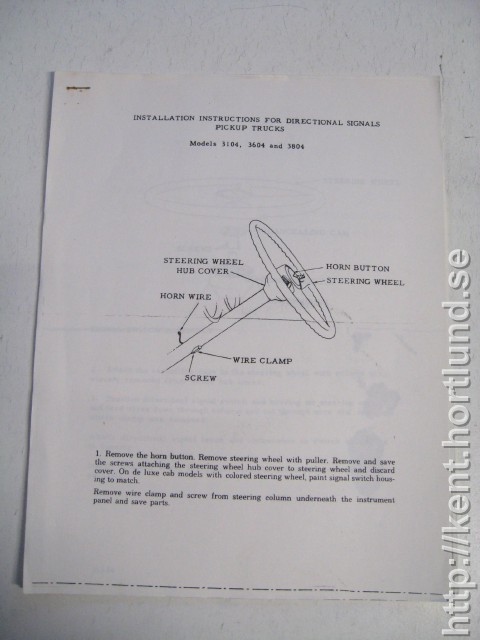1954 Chevrolet Installation Instructions for directional signals Pickup Trucks
