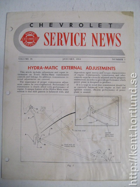 1954 Chevrolet Service News January 1954