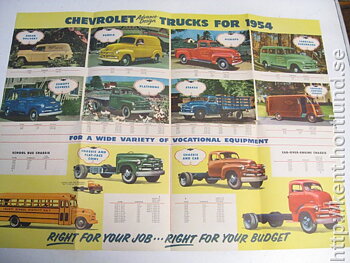 1954 Chevrolet Trucks Försäljingsfolder