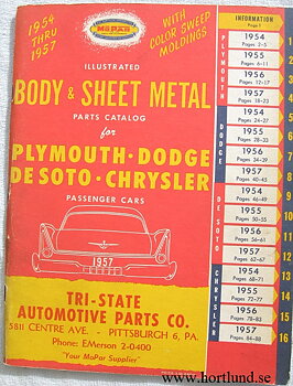 1954 - 1957 Plymoyth Dodge De Soto Chrysler Body & Sheet Metal Parts Catalog