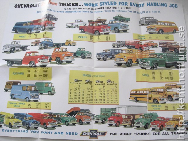 1955 Chevrolet Truck Försäljningsfolder som blir stor fin planch