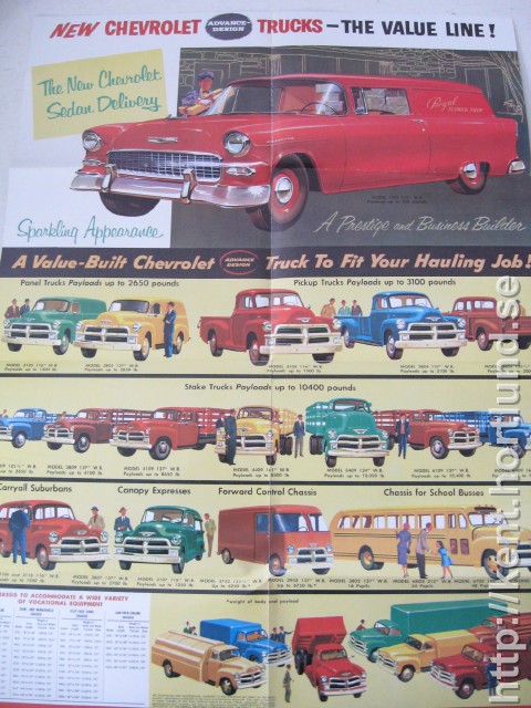 1955 Chevrolet Truck Advance Design Försäljningsfolder