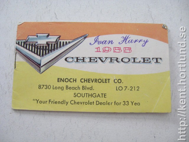 1955 Chevrolet Broschyr Kombinerat som Visitkort
