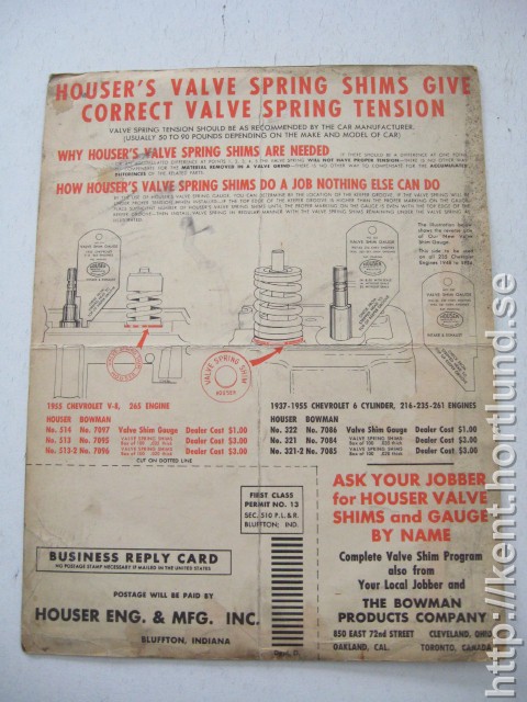 1955 Chevrolet Houser's new valve spring shim gauge
