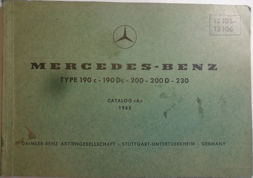 1965 Mercedes-Benz 190 c, 190 Dc, 200, 200 D, 230 Reservdelskatalog