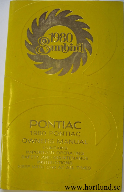 1980 Pontiac Sunbird Owner's Manual