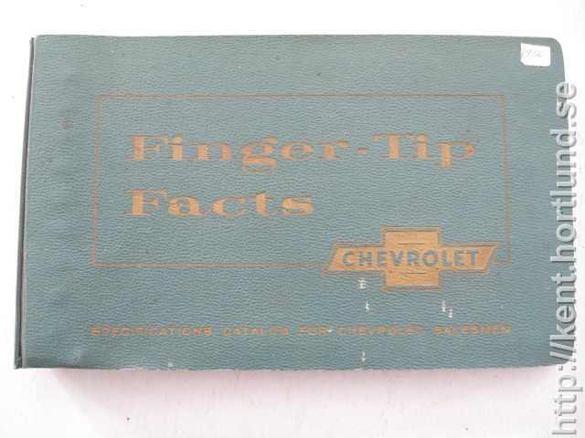 1956 Chevrolet Finger Tip Facts, Specifications Catalog For Chevrolet Salesmen
