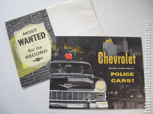 1956 Chevrolet Police Cars Försäljningsbroschyr med Original Kuvert