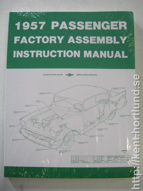 1957 Chevrolet Passanger Factory Assembly Instruction Manual