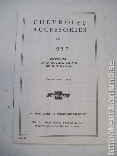 1957 Chevrolet Accessories for 1957 Okt-56