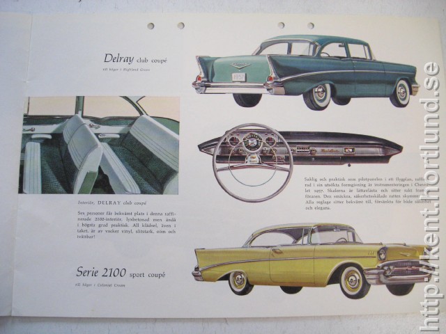 1957 Chevrolet Alla Modeller Lyxbroschyr på Svenska