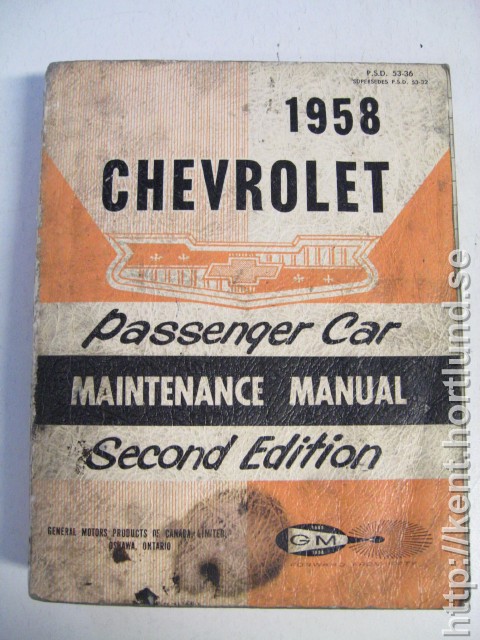 1958 Chevrolet Maintenance Manual 2nd Edition
