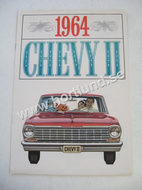 1964 Chevrolet Chevy II Försäljningsbroschyr blågrön text