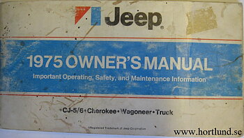 1975 Jeep  Owner's Manual alla modeller