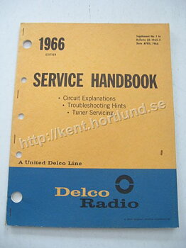 1966 Delco Radio Service Handbook Circuit Explanation, Troubleshooting, Tuner Service