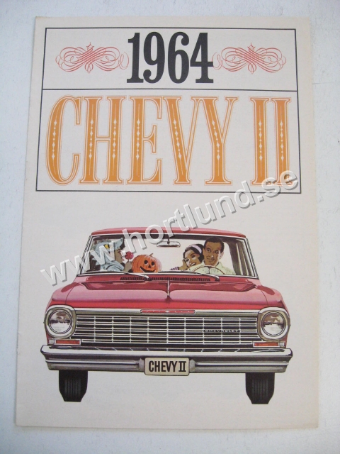 1964 Chevrolet Chevy II Försäljningsbroschyr Orange text