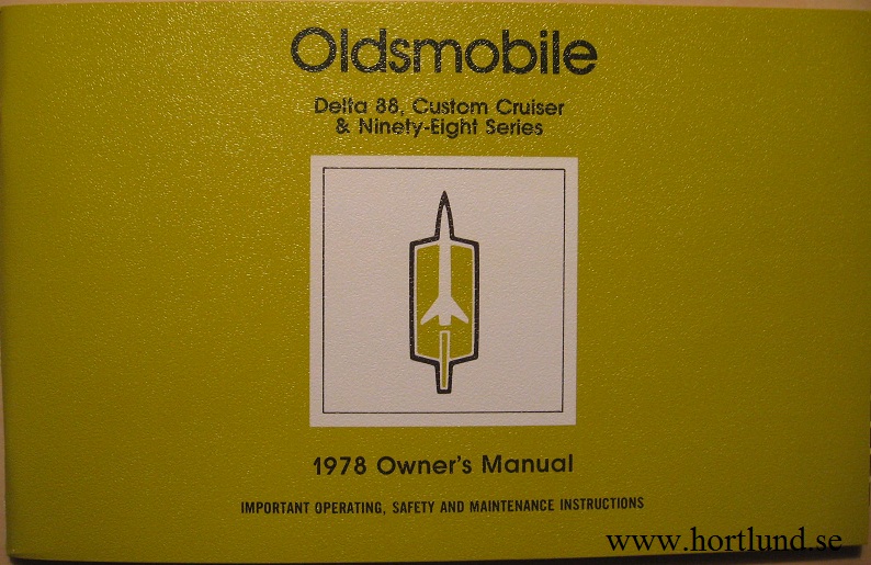 1978 Oldsmobile Delta 88, 98, Custom Cruiser Owner's Manual