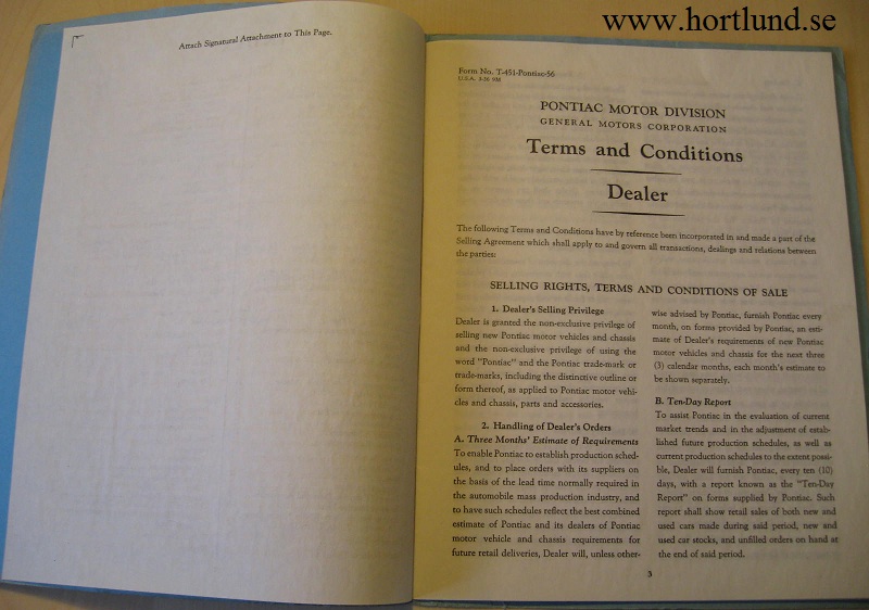 1956 Pontiac Dealer Selling Agreement - 2