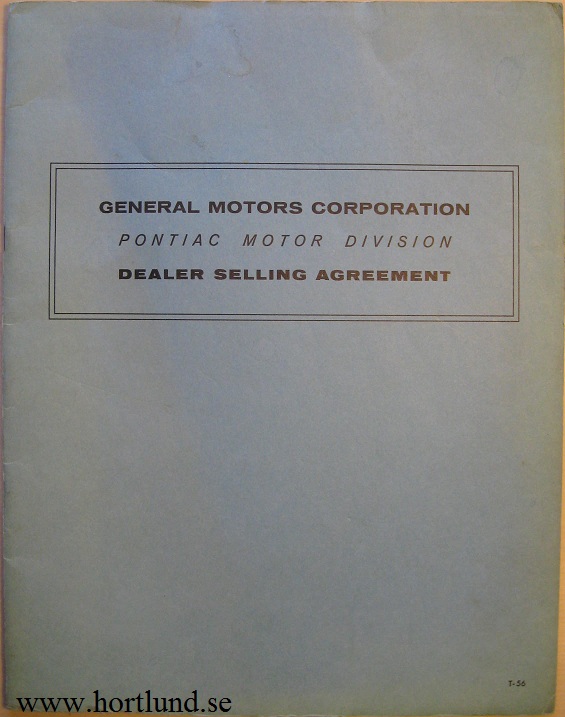 1956 Pontiac Dealer Selling Agreement