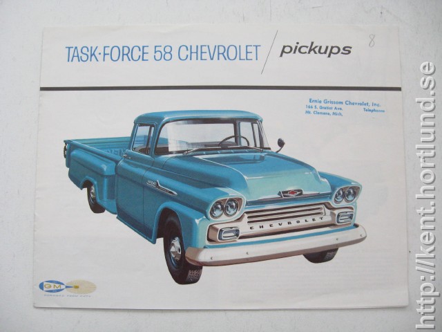 1958 Chevrolet  Pickups Försäljningsbroschyr