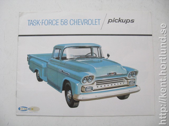 1958 Chevrolet  Pickups Försäljningsbroschyr