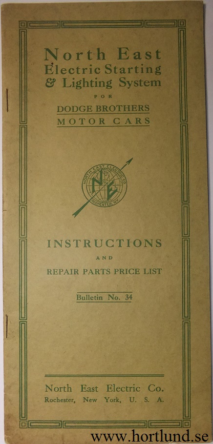1916 Dodge Elektrisk handbok