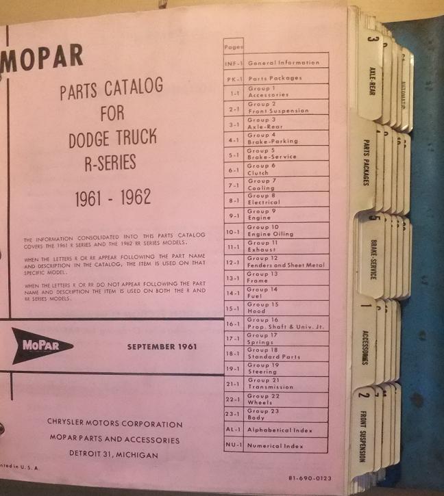1961-1962 Dodge Truck Parts Catalog
