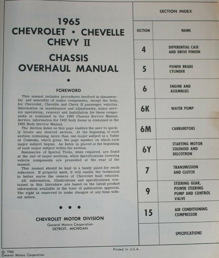 1965 Chevrolet Chevelle Chevy II Chassis Overhaul Manual - 2