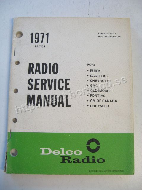 1971 Delco Radio Service Manual