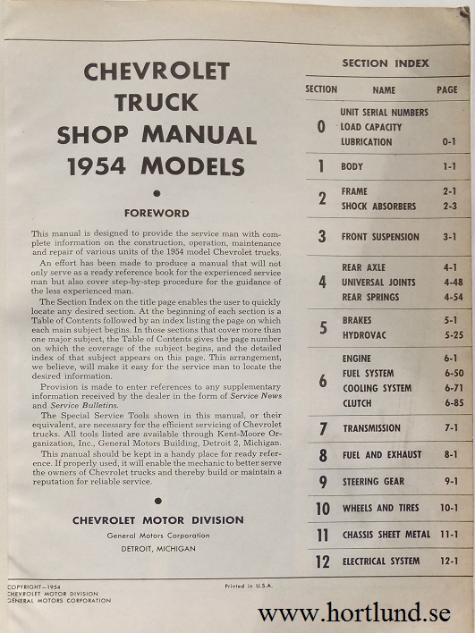 1954 Chevrolet Truck Shop Manual - 2