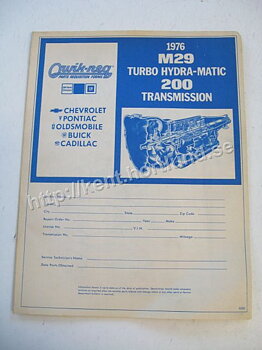 1976 GM Parts Requestion Form M29 Turbo Hydra-Matic 200 Transmission