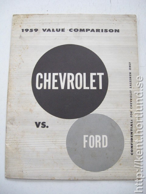 1959 Chevrolet Vs Ford Value Comparison Confidental for Chevrolet Salesmen Only