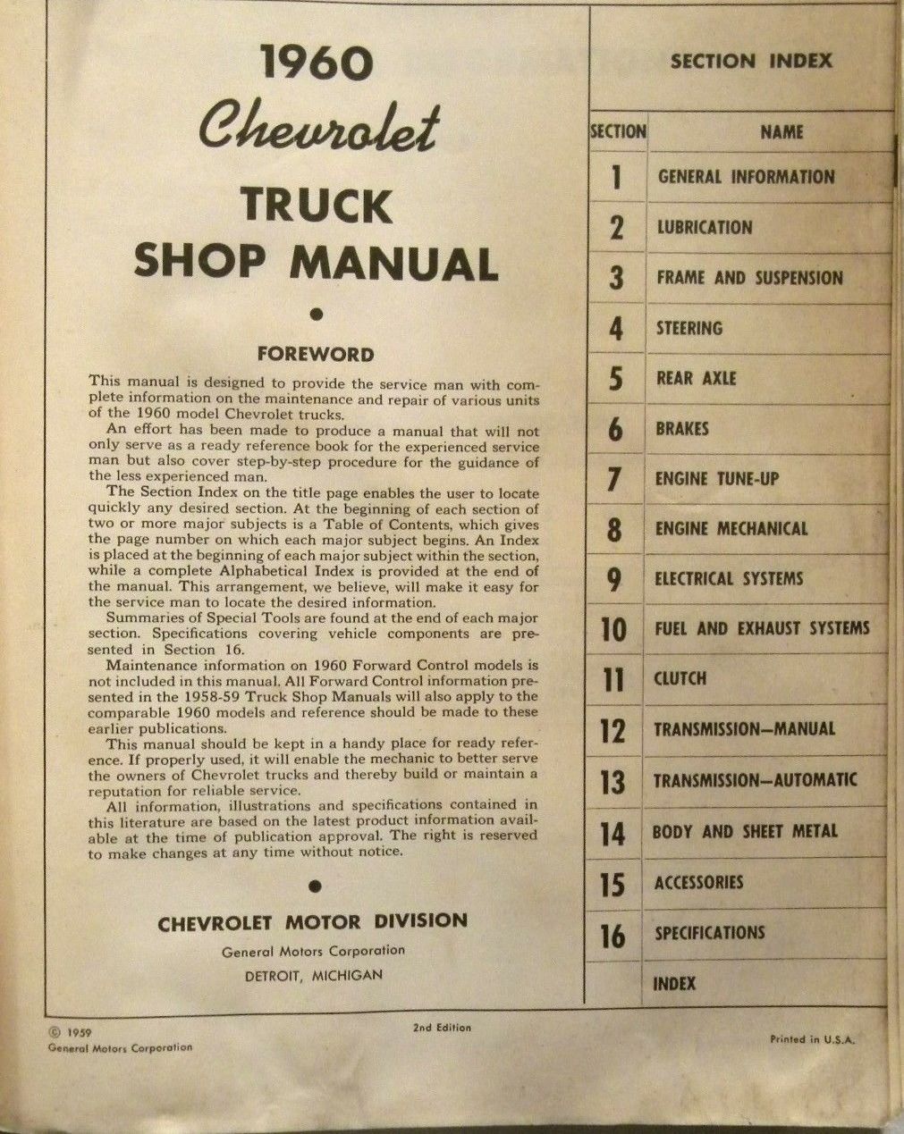 1960 Chevrolet Truck Shop Manual original - 2