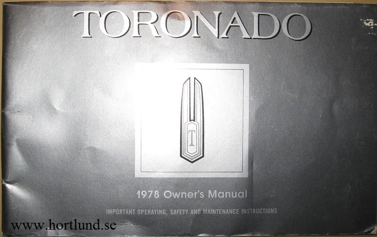 1978 Oldsmobile Toronado Owner's Manual