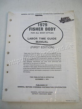 1979 Fisher Labor Time Guide Manual First edition