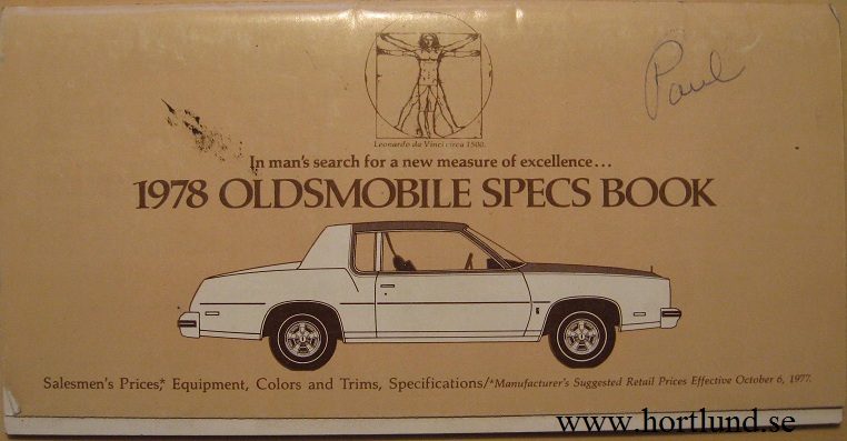 1978 Oldsmobile Specs Book alla modeller
