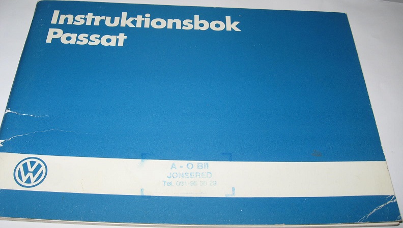 1985 Volkswagen Passat Instruktionsbok