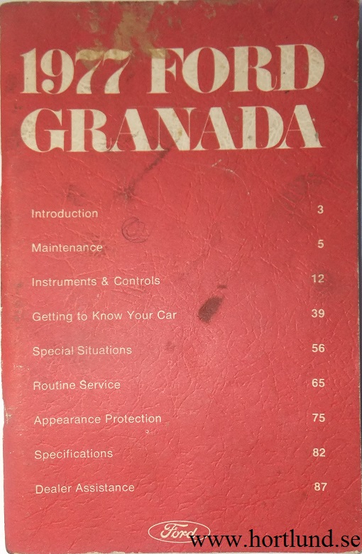 1977 Ford Granada Owners Manual