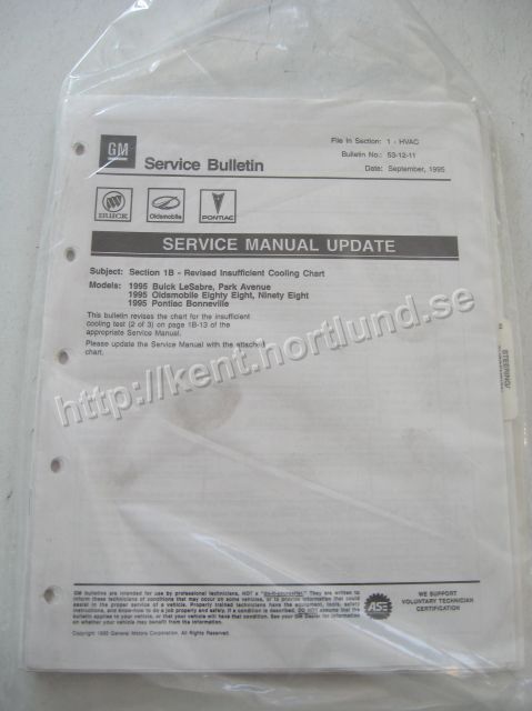 1995 Service Bulletin Buick Oldsmobile Pontiac