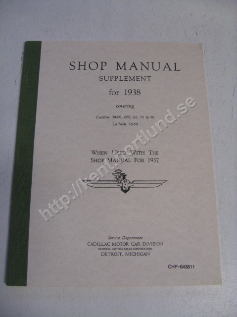 1938 Cadillac 38-60, 60s, 65, 75 & 90 LaSalle 38-50 Shop manual supplement
